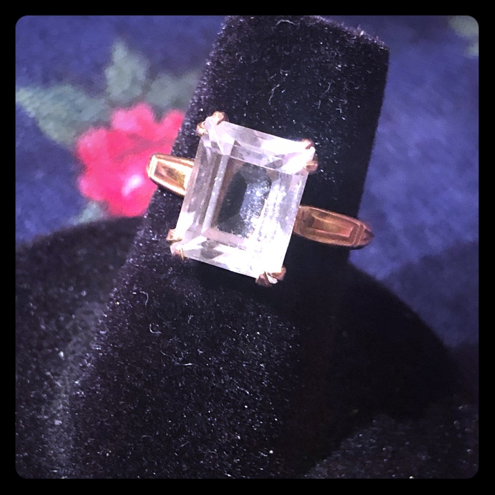 Vtg Art Deco style gold filled costume ring size 5